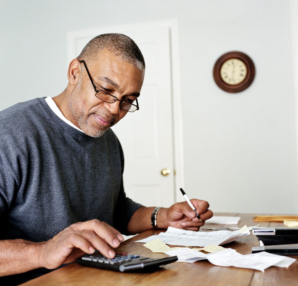 Man checking his finances